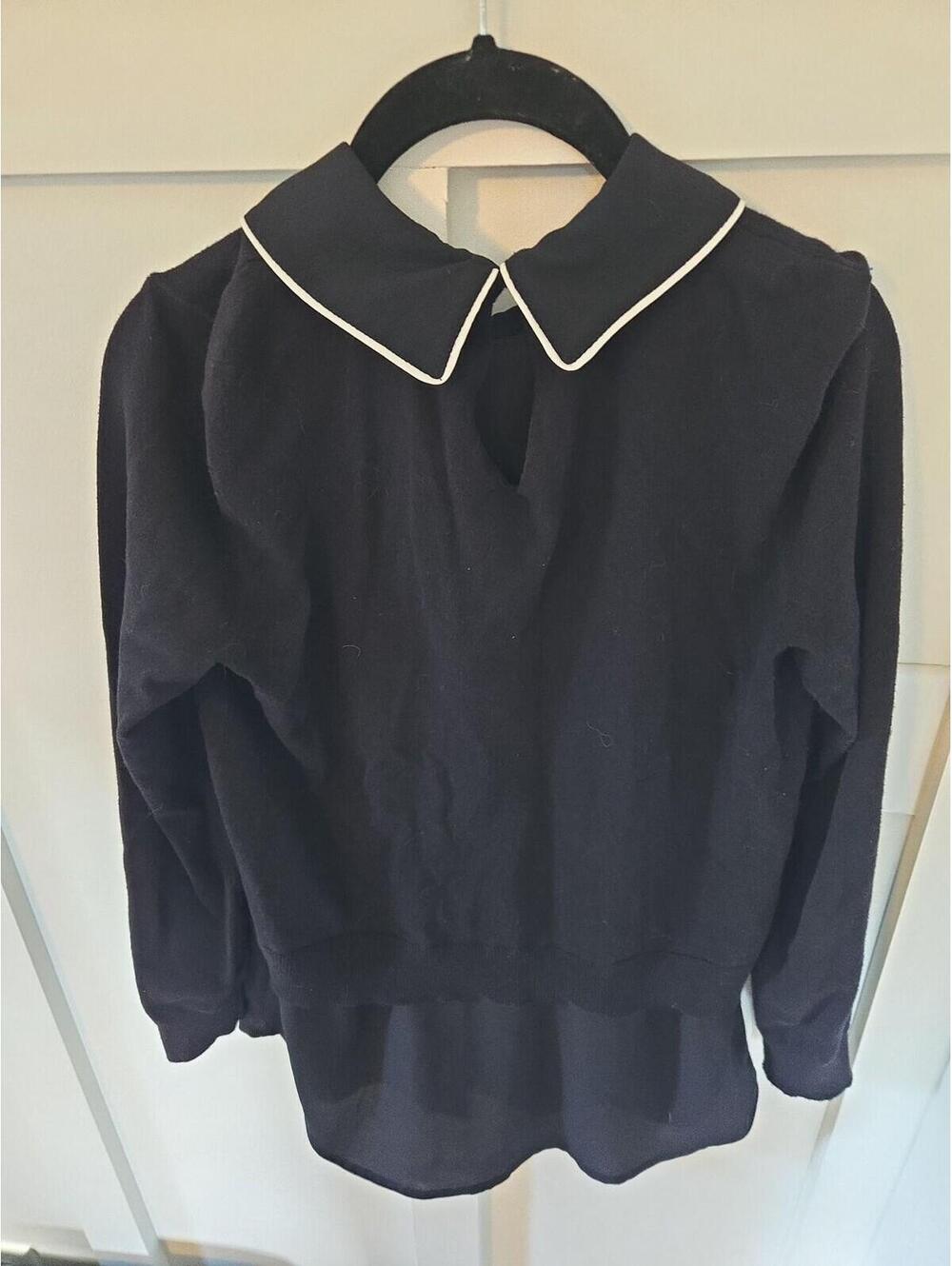 Vince Camuto Mixed Media Peter Pan Collar Layered Top Size XS - Picture 4 of 6